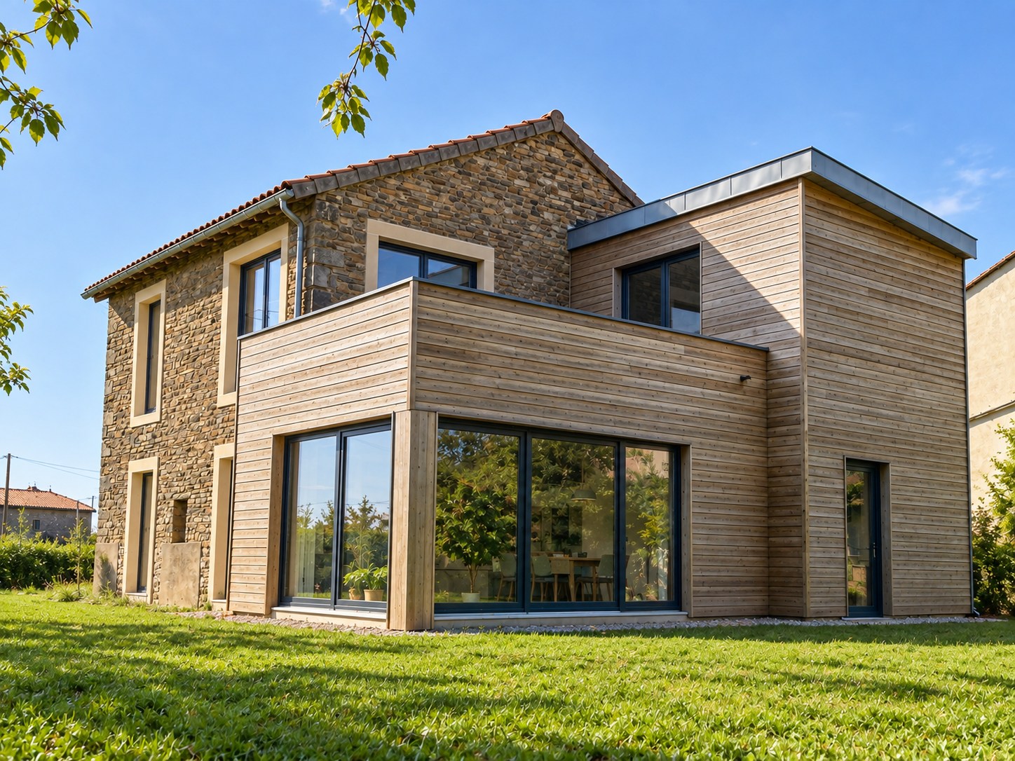 Extension bois de maison existante